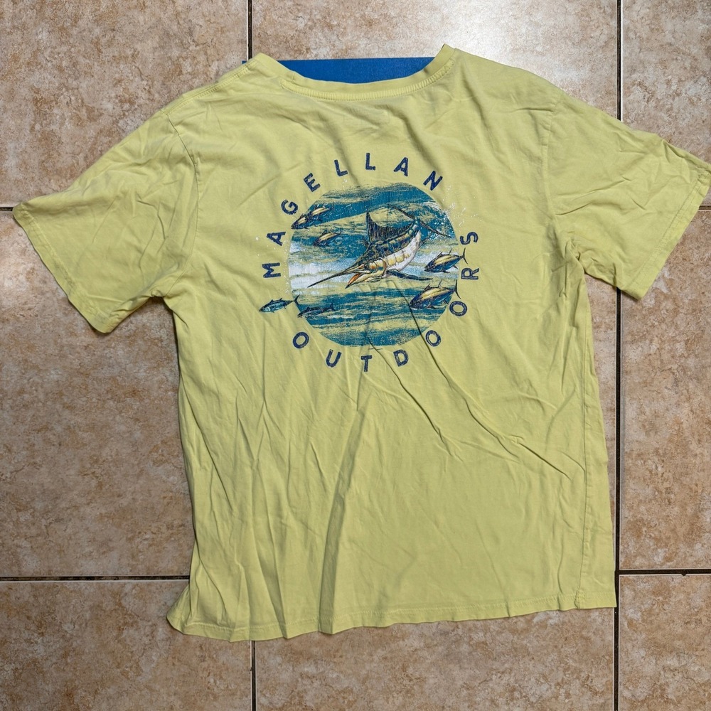 Men's Magellan Outdoors Yellow Marlin Fish Graphic T-Shirt Size Large
